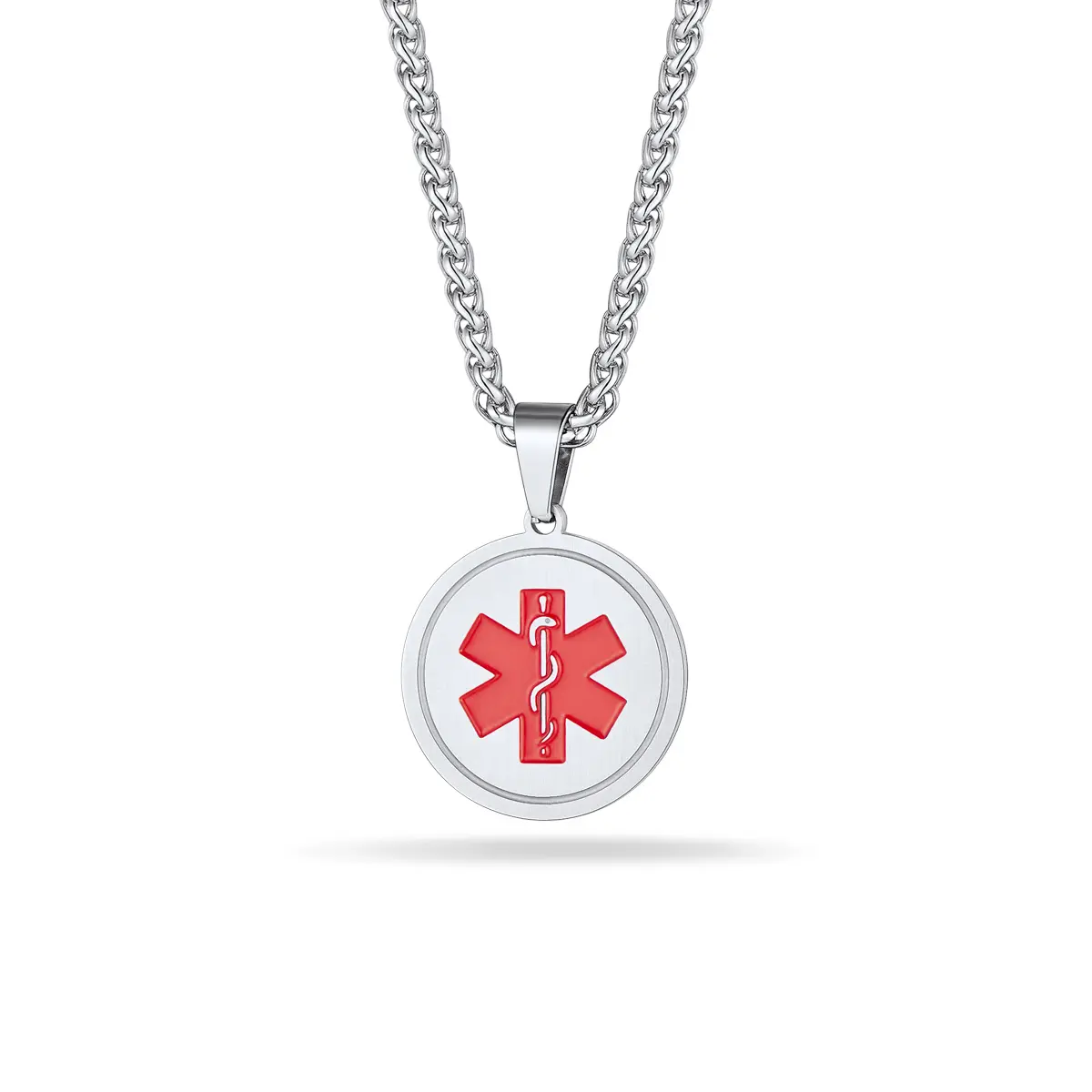 PROSTEEL Round Medical Pendant Necklace Stainless Steel Emergency Necklaces Jewelry Unisex For Men Women with Gift Box