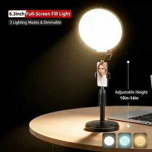 XIX 6.3" Ring Light with Stand, Full-Screen Selfie Ring Light for Desk with Phone Holder, Adjustable Laptop Light for Video Recording, Zoom Lighting for Computer, Meeting, Live Streaming, Podcast,Desk lamp