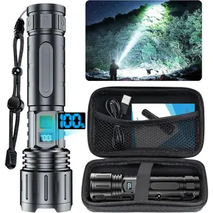 Flashlights High Lumens Rechargeable - 2000 Lumens Long Beam Super Bright LED Flash Light with Power Display & IPX5 Waterproof  Camping, 20H Runtime,5 Modes,Zoomable Handheld Flashlight