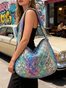 1pc Women's Shoulder Bag Casual Crossbody Bag Stylish, minimalist, casual, trendy quilted design with diamond pattern Perfect for daily commuting, shopping, and outings Spacious capacity, versatile street style Puffy Shoulder Bag