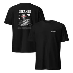 Dreamer T-Shirt - Black Crewneck Short Sleeve Tee with Graphic Design and "Dreamer" Text for  Streetwear