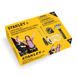 STANLEY Jr. Children's 5 Piece Toolset for Kids Hammer Screwdriver Tape Measure & More Safe Durable Tools for Creative Projects