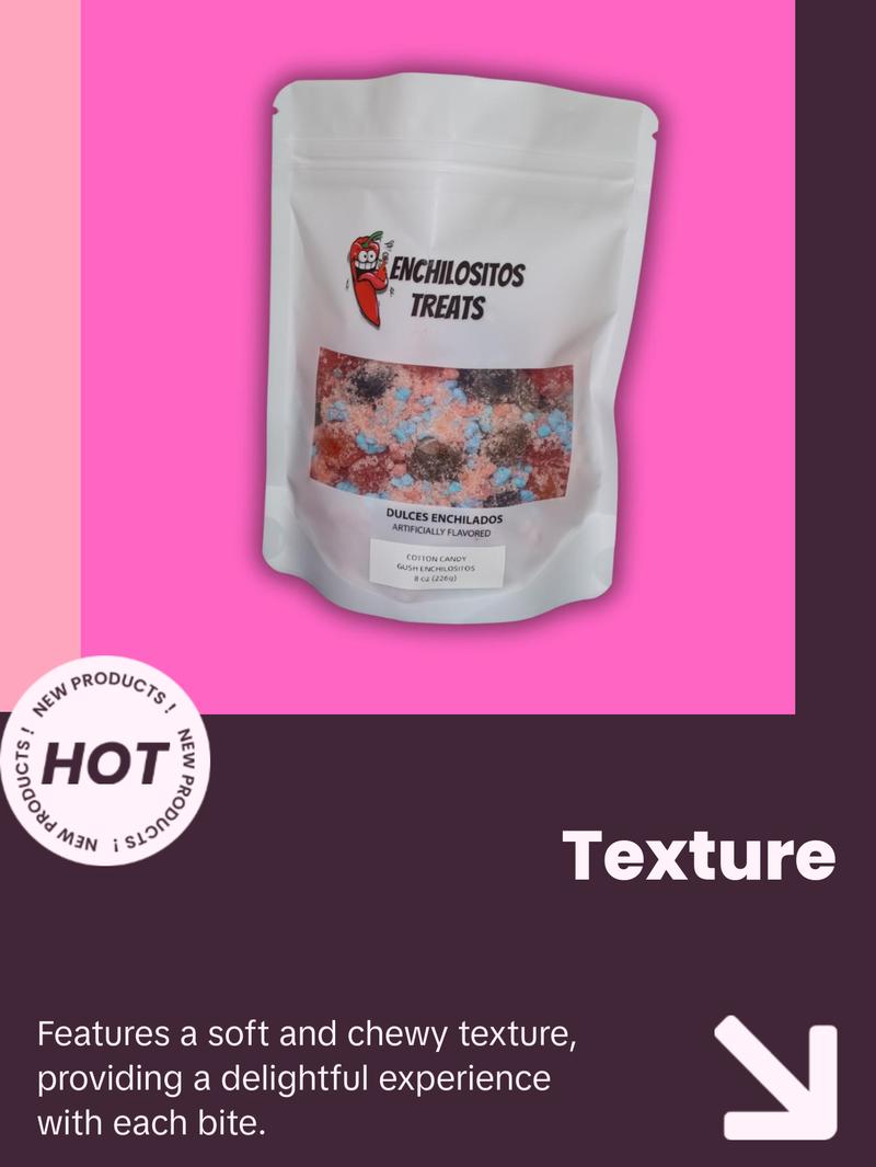 Half Pound cotton candy strawberry gushies Sweet  by Enchilositos Snack Soft Bonbon Corn