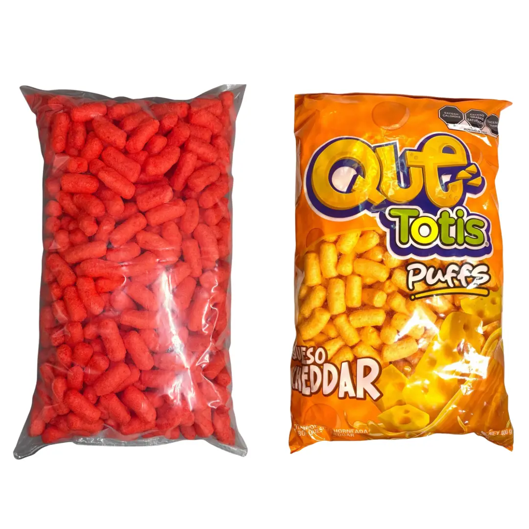Que Totis Puffs Cheedar Cheese or Picante Hot Explotion Flavored - 400 grams - Product of Mexico -  Sabritas Mexicanas - Mexican Chips
