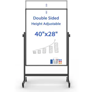 Rolling Whiteboard  Wheels, Double-Sided  Dry Erase Board with Stand, Mobile White Board for Office, Classroom,  (28" x 40")