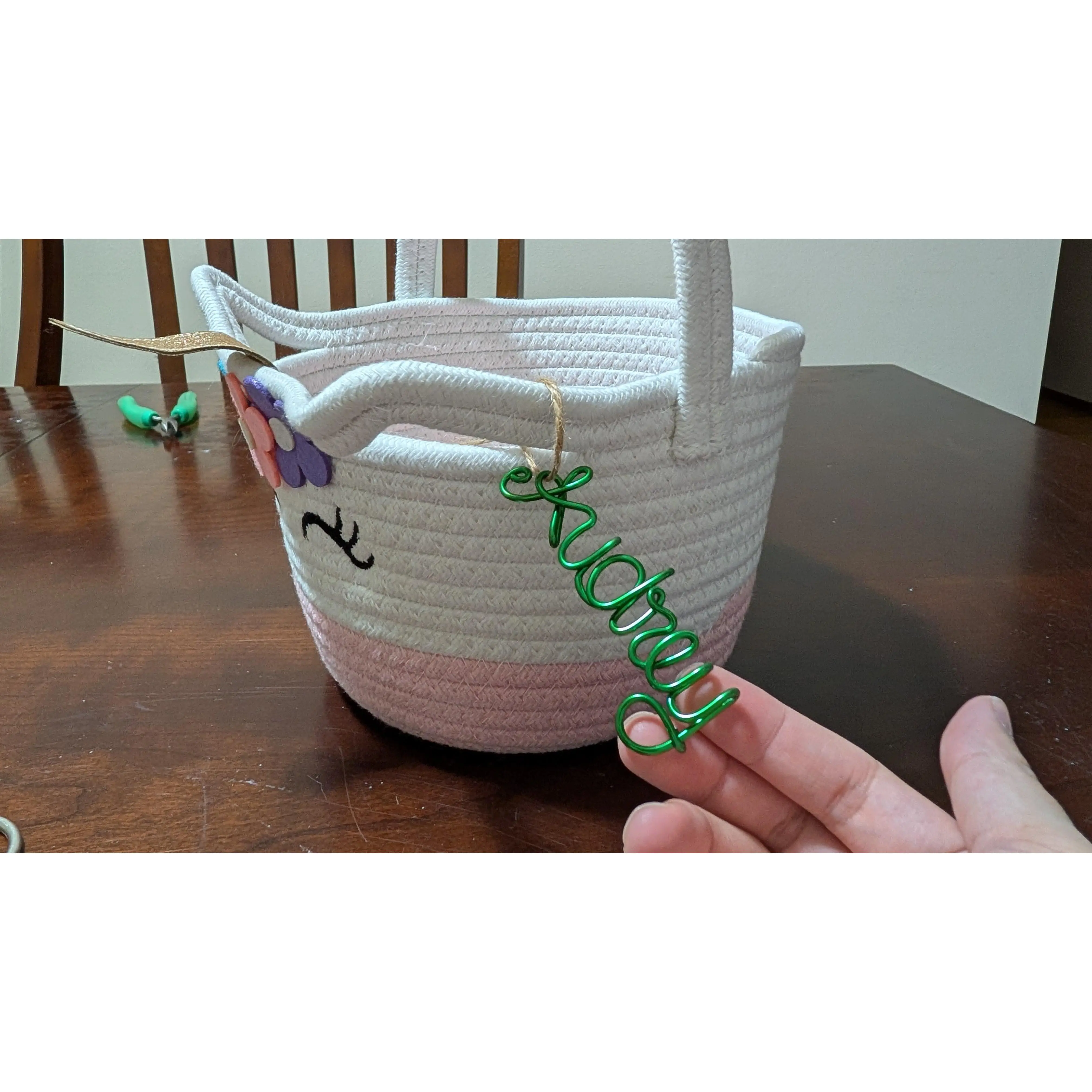 Personalized Handmade Name Tag for Car Mirror, Bag, Easter Basket, Baby Girl Name Easter, Baby Boy Name Easter, Name Plate