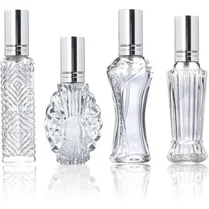Vintage Refillable Perfume Bottles Glass Empty Spray Bottle Wedding Gifts Car Decor Set of 4