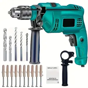 2026 New Corded Multi-Function Electric Hammer Drill Impact Drill Variable Speed with Drill Bits for Concrete Tile Wall Stone Power Tool