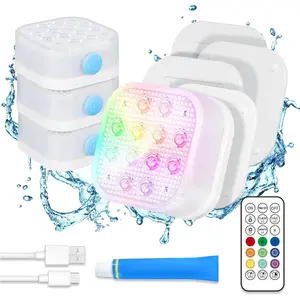 Rechargeable Submersible Pool Lights with Remote,  Underwater   Operated Controlled 16 Color Changing LED with  Floating Lights Pool Pond Decoration 4 Pack