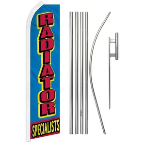 11.5x2.5 ft Unique Aluminum-Steel Advertising Banner & Pole Kit, Polyester with Curved Sleeve, for Home, Festive Supplies
