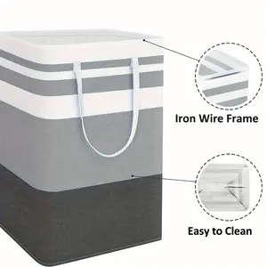 【Dirty Clothes Basket, Storage Basket】Large-capacity foldable clothes storage basket, laundry basket with extended durable handles, stylish striped storage bag, used for organizing and storing clothes and toys