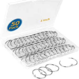 50 Pack Binder Rings 1 Inch, Loose Leaf Binder Rings for Index Cards, Metal Steel Paper Rings, Small Binder Rings, Office Metal Book Rings, Sturdy Binder Rings,  Key Rings Metal