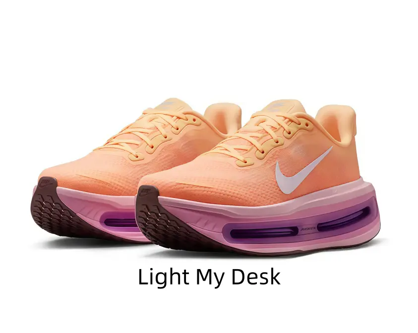 Sunset Orange & Lavender Pink Running Shoes with Full-Length Visible Air Cushion – Lightweight Knit Upper for Marathon Training or Daily Commute