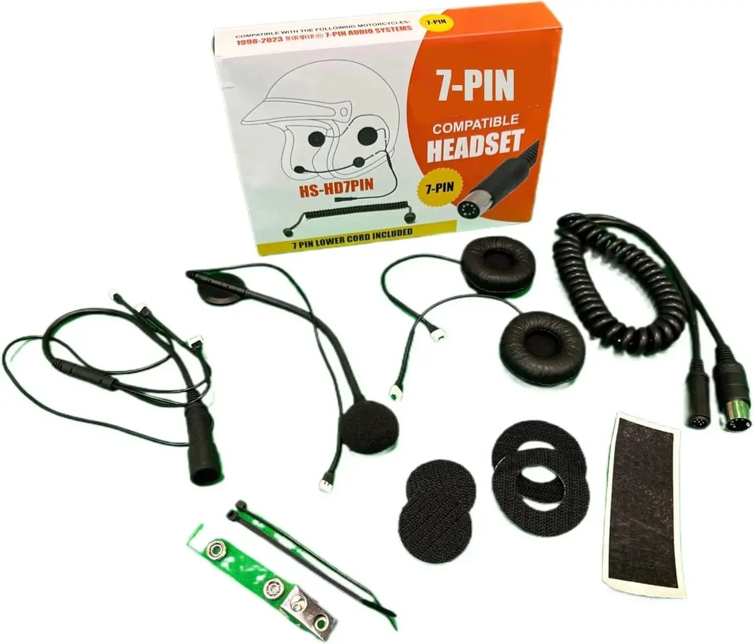 The Helmet Shop 7-Pin Helmet Headset Compatible with Harley Davidson Motorcycles | Stereo Speakers & Noise Canceling Boom Mic | 7-Pin Lower Cord Included