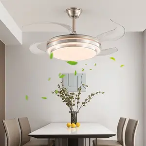 42 Inch 3 Tiers Design Modern LED Ceiling Fan with Light and Remote Control, Retractable Blades, Adjustable 6-Speed, Silent Operation DC Motor for Living Room, Bedroom, Dining Room