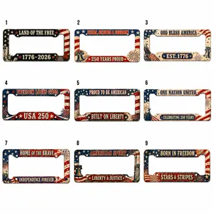 Patriotic License Plate Frame 12.3" x 6.5" – Vintage USA 250th Anniversary Car Tag Holder, American Flag Stars & Stripes Auto Decor #America250 #CarAccessories #PatrioticDecor #LicensePlateFrame #USATok