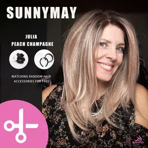 Sunnymay "Julia peach Champagne"13× 6 Lace Front Free Part  16 inches Women's Fashion Synthetic Wig, No Gel Design,HD Frontal Highlight Bob Wig
