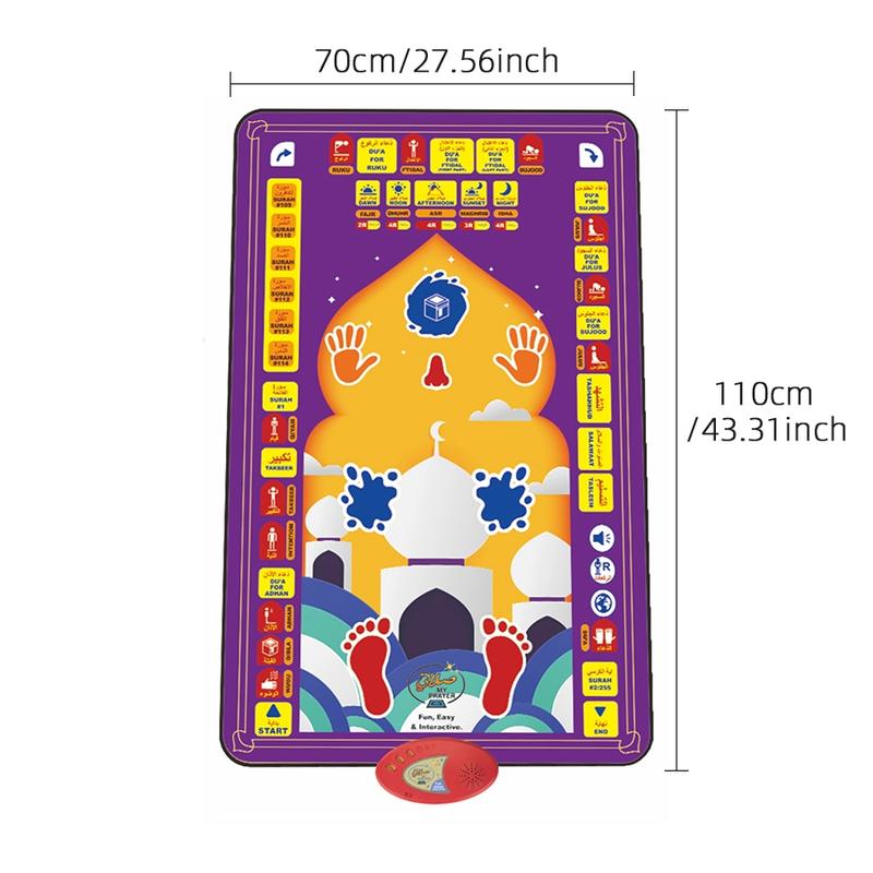 Arabic Muslim Children Prayer Mat, 7 Languages Including English French Arabic Urdu Indonesian Malay Turkish, Includes Manual and Aa Batteries, Muslim Prayer Rugs #TOP PICKS