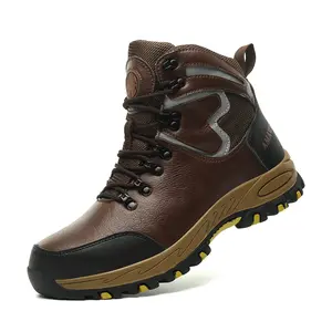 Water Proof Safety Work Shoes For Men steel toe boots Steel Head Leather Boots Male Footwear Indestructible Construction Work Shoes Brown