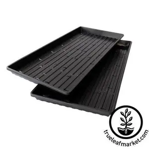 1020 Heavy Duty Microgreens Trays - With Holes - Black - Shallow