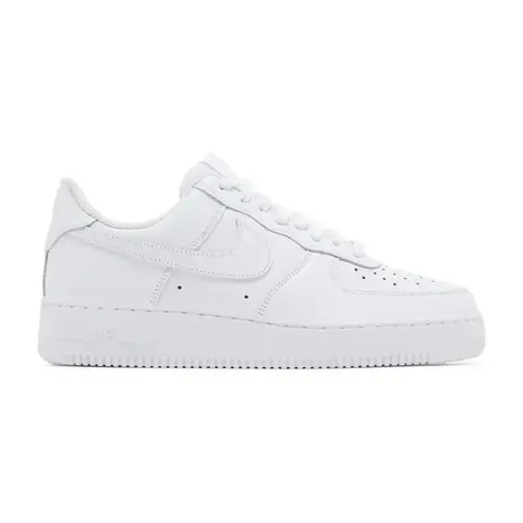 Nike Air Force 1 Low '07 White Leather Sneakers Trainer, Rubber-Soled Athletic Casual Footwear, Minimalist Fashion Trainers
