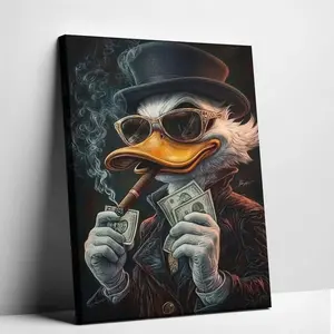 Unframed Boss Duck Canvas  Pop  Poster with Cigar and Money Hustle Mindset Wall Decor for Man Cave art