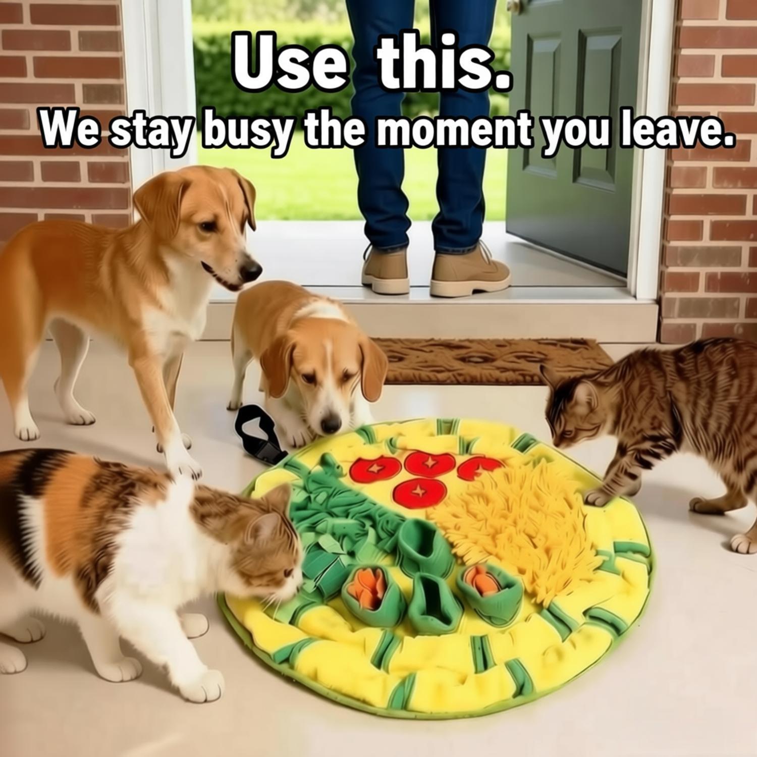 Pizza Snuffle Mat for Dogs & Cats - Intermediate Sniffing Challenge to Stop Separation Anxiety - All-Breed All-Life-Stage Interactive Pet Toy - Easter Gifts for High-Energy Pets