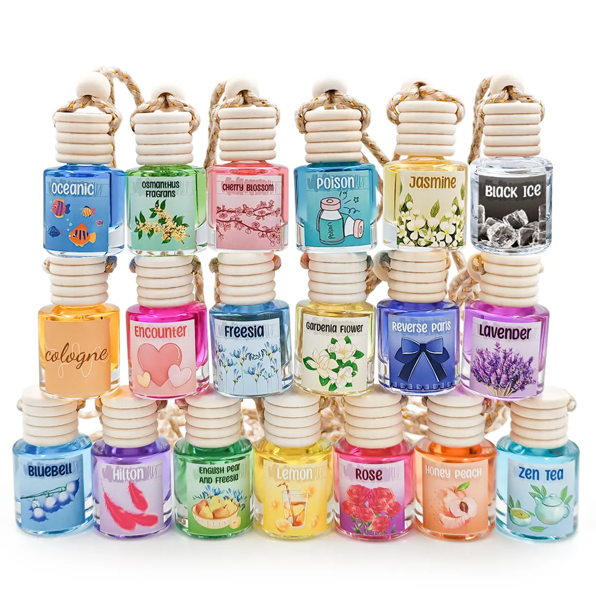 2-Pack Hang-On Type Car Fragrance - 8ML Natural Juicy Fruit Scent Oil Diffuser, 3 Scents, Long-Lasting Auto Accessories for Car & Home Use, Ideal Gift