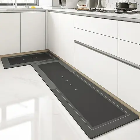2-piece Set Thickened 3mm 1500/square High Quality Kitchen Floor Mat, Non-slip Bottom Highly Absorbent Floor Mat, Quick Drying Bathroom Living Room Carpet, Absorbent Bath Mat, Laundry Floor Mat, Washable Household Running Blanket for Corridor Laundry