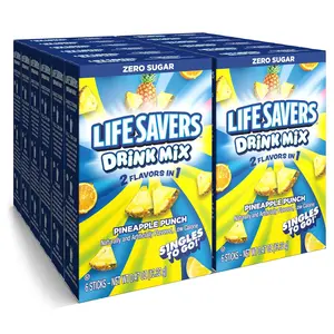 Lifesavers Pineapple Punch Singles To Go Drink Mix Powder, 72 Sticks Total, Convenient On-The-Go Beverage Pack, 12 Boxes x 6 Sticks