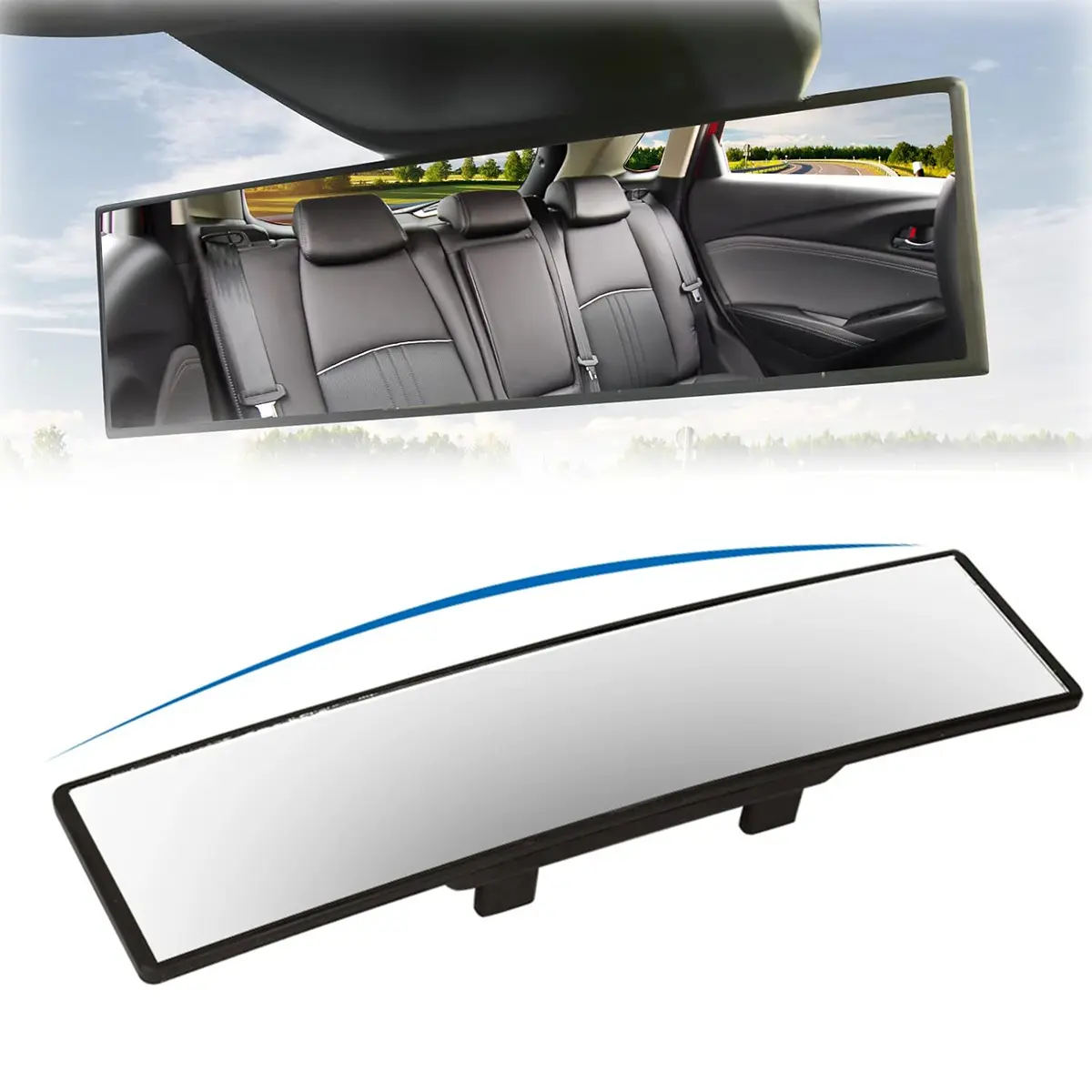 Car Rearview Mirror, 11.2 Inch Panoramic Wide Angle Anti-Glare, HD Clear Convex Surface, Car Interior Accessories Universal for SUV, Truck, Van, Vehicles,car accessories for girls Rearviewmirror