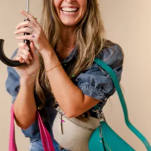 Teal Italian Leather Crossbody Bag