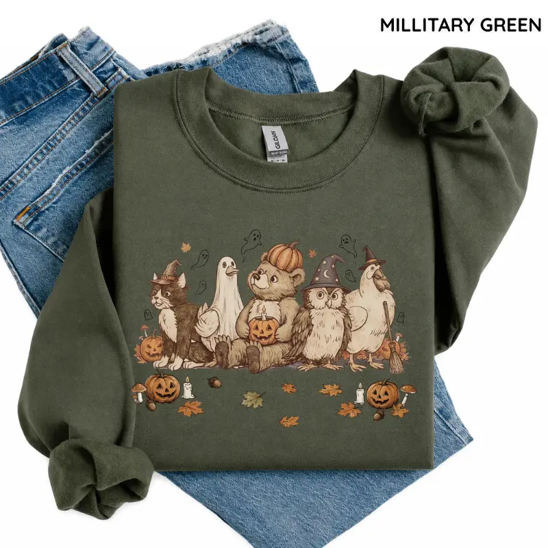 Vintage 90s Halloween Bear Sweatshirt & Tshirt, Cozy Animal Friends Shirt, Animated TV Show Shirt, Gift, Cute Animal Sweatshirt