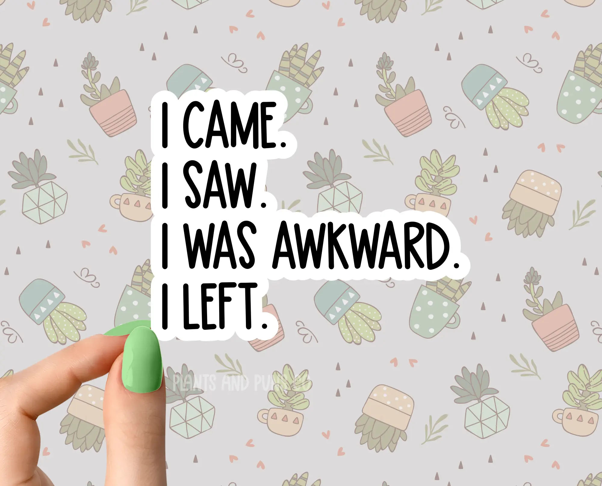 I came I saw I was awkward stickers, funny anxiety sticker, positivity stickers, happiness sticker Flower Boho Books Plant Sticker Book lover Funny Plant Stickers for Tumblers and Water Bottles Waterproof 3"