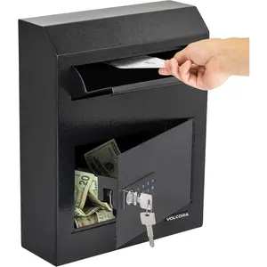 Key Drop Box with Lock, Drop Slot Depository Safe Box Digital Keypad, Money Drop Safe for Business, Wall Mount Mailbox, Cash Drop Box, Electronic Programmable Lock with Key for Indoor Use