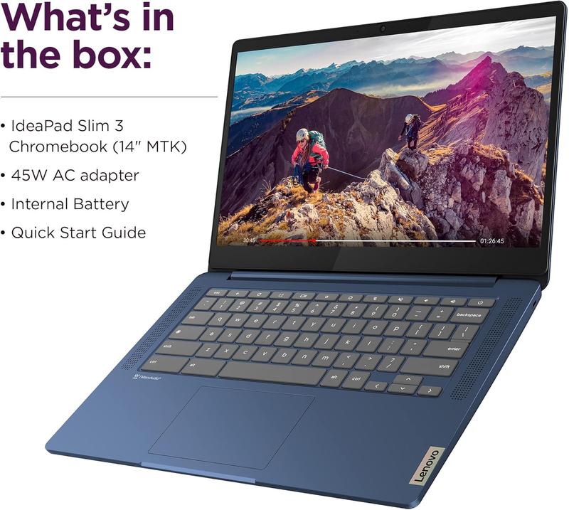 Lenovo Chromebook 14 Touchscreen Laptop, 8-Core 2.0GHz Processor, 4GB RAM, 64GB eMMC, Anti-Glare, 13-Hr Long Battery Life, Webcam, Chrome OS w/Google AI, Blue