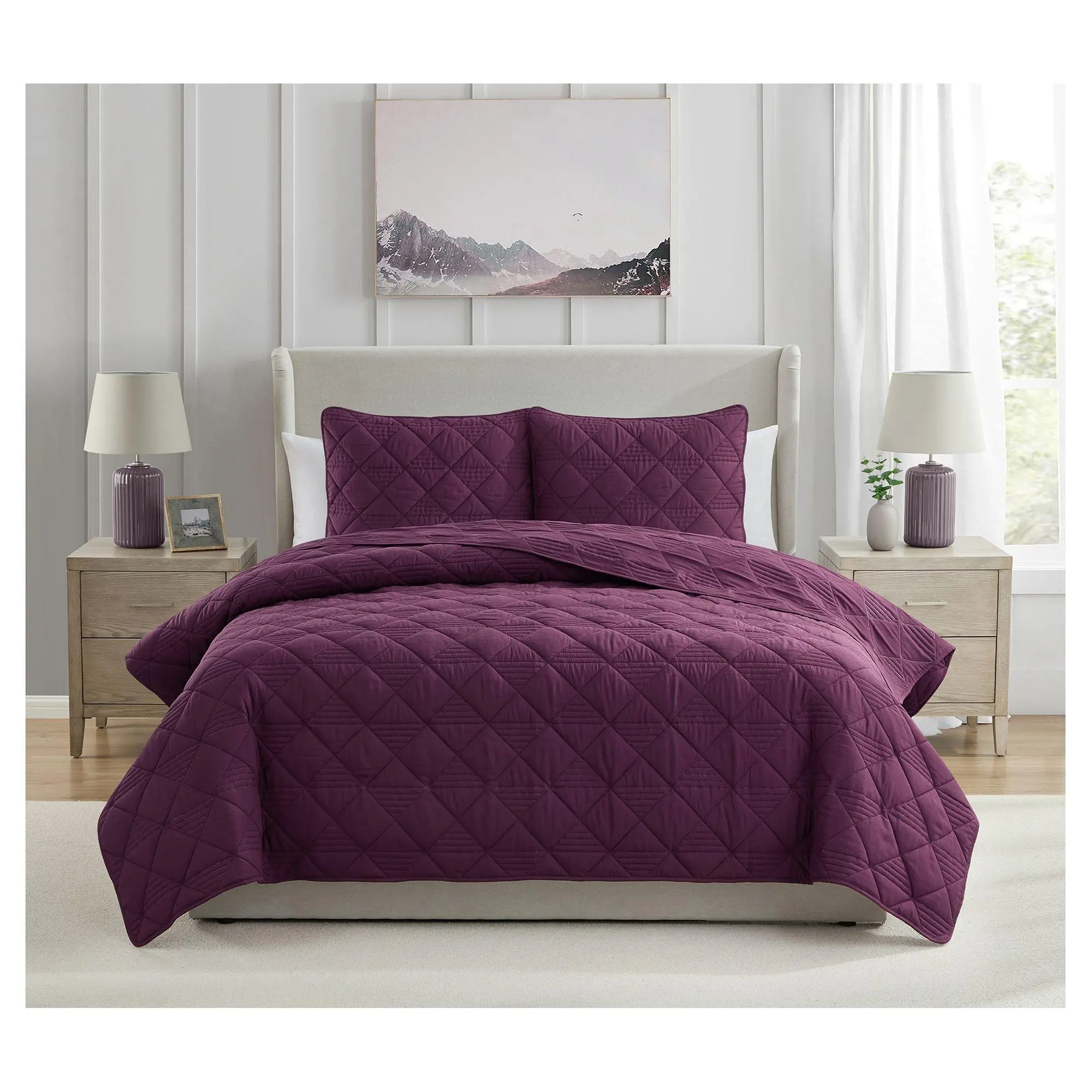 VCNY Home Lucy 3-Piece Diamond Microfiber QuiltSet, F/ Q