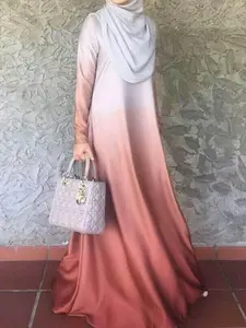 Women's Gradient Elegant Abaya Long Dress, Loose Comfortable Dress, Muslim Women's Long Sleeve Dress, Muslim Clothing, No Headscarf Included