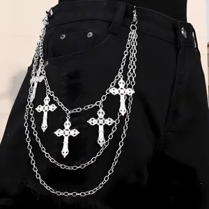 Layered Punk Pants Chain Wallet Chain Goth Jeans Chain Streetwear Hip Hop Rock Clothing Accessory Metal Layered Chain for Men Women Biker Concert Festival Fashion Jewelry Gift