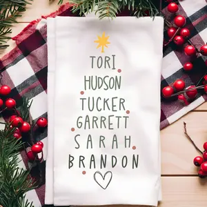 Personalized Family Christmas Tree Hand Towel Decorative Print