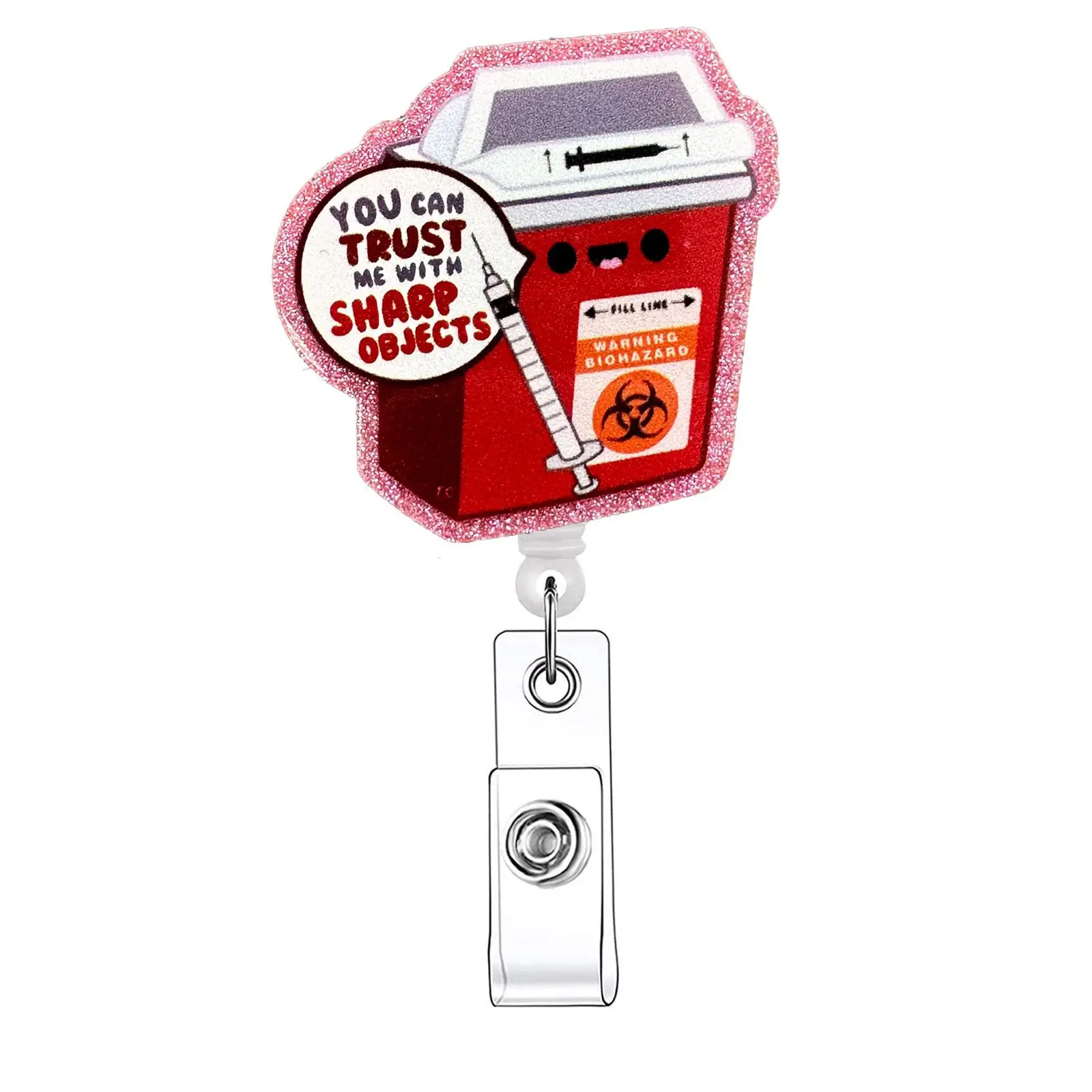 Funny Medical Themed Retractable Badge Reel, 1 Count Portable Acrylic ID Holder with Clip, ID Holder for Nurses, Doctors, Students & Office Staff