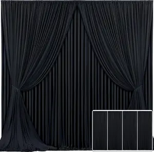 Black Backdrop Curtains 20ft x 10ft Thick Solid Polyester Fabric for Wedding Party Ceremony Photography Backdrop 4 Panels 5ft x 10ft Easy Cleaning Hanging Decoration
