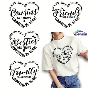 6Pcs Miles Apart DIY Heat Transfer Vinyl HTV Transfer Stickers for T Shirts Masks Jeans Bags Washer Safe No Iron Needed Home Craft Supplies