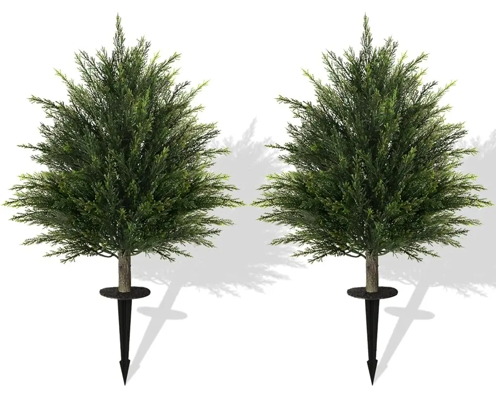 Cedar Cypress Realistic Boxwood Tree Fake Plant for Outdoor Garden, Patio, Stairs & Porch Decoration with Natural Look - Decorative Mother's Day Gift