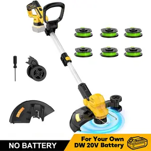 20V Max Electric Cordless Weed Wacker Power Tool for Dewalt, 3 IN 1 Battery Powered Weed Eater Edger Mower, 12 Inch Brushless String Trimmer Auto Line Feed 20000 RPM with 6 Line Spools