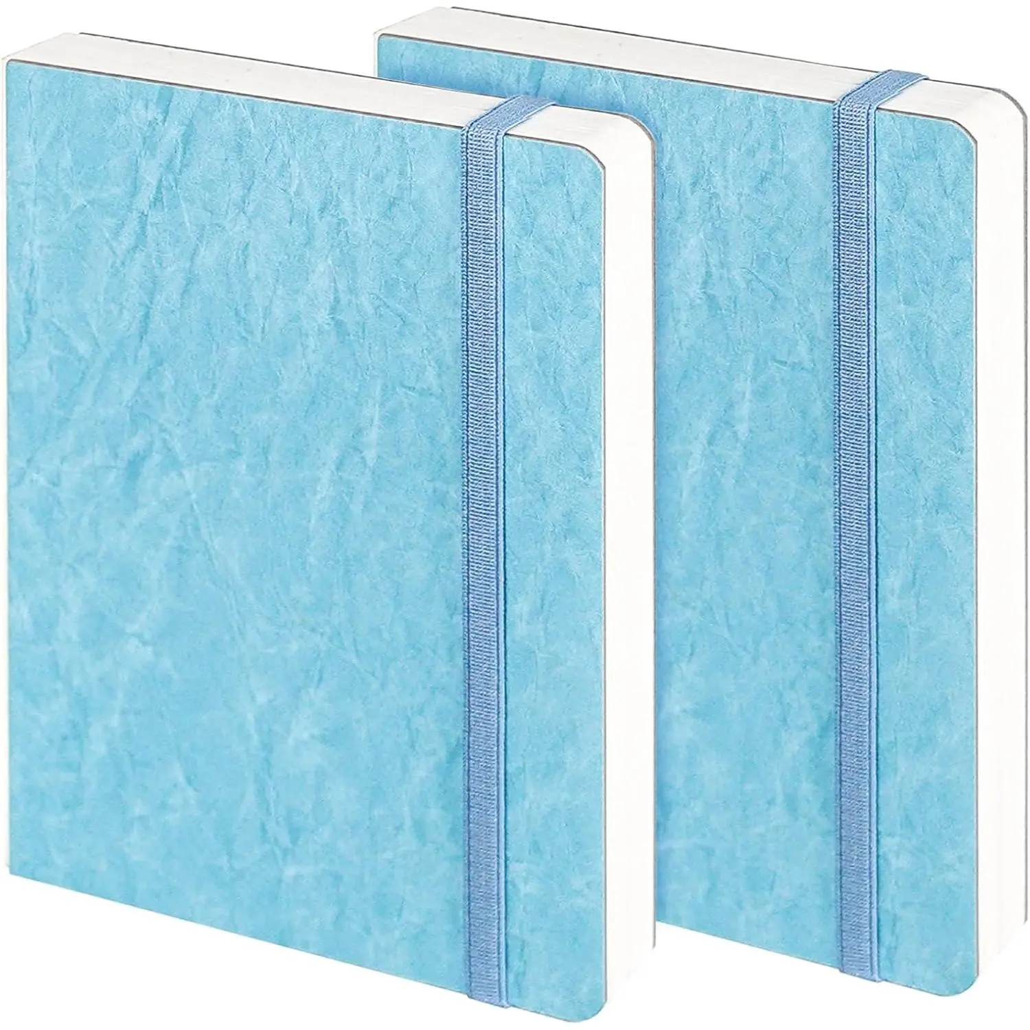 Cold-Pressed Paper Watercolor Journals, 2 Packs (7.5x5 In, 44 Pages Each), 100% Cotton, Pearlescent PU Leather Blue Cover, Art Supplies for Mixed Media (Home & Party Gift Supplies), Cold Press