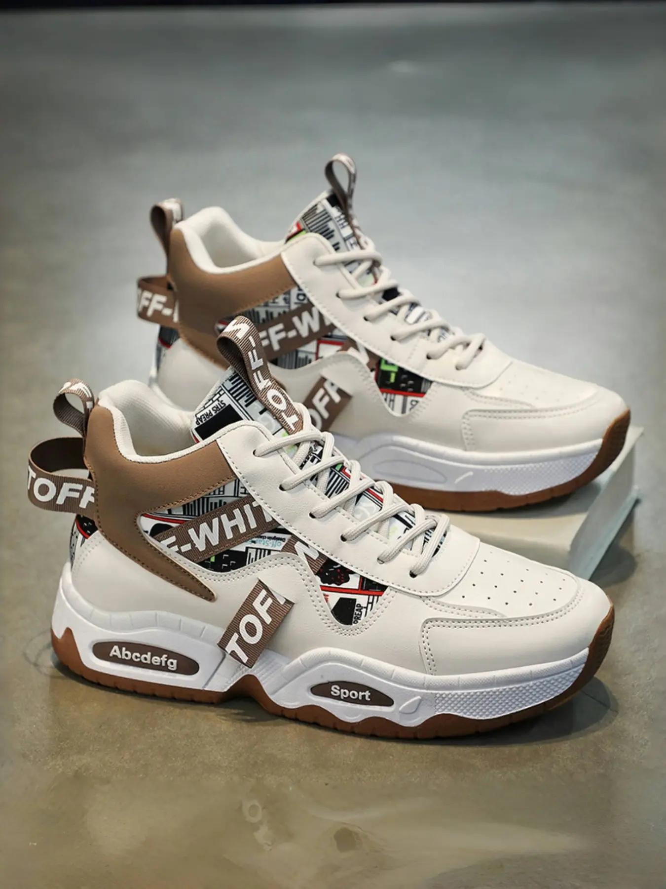 Men's Breathable High-Top Sneakers, Thick Soled Sneakers, Trendy Versatile Thick Sole Casual Dad Shoes, Comfortable Sportswear for Daily Wear, Sneakers Fashion Footwear