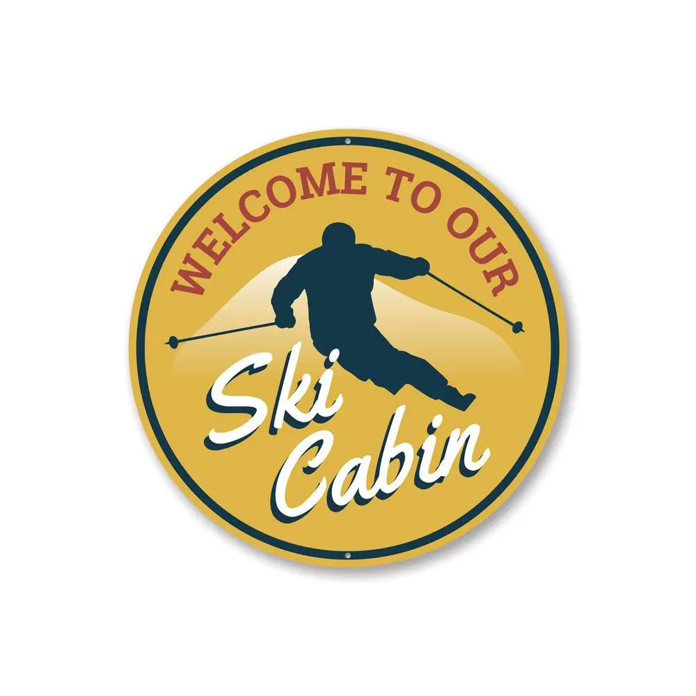 Ski Cabin Circle Sign