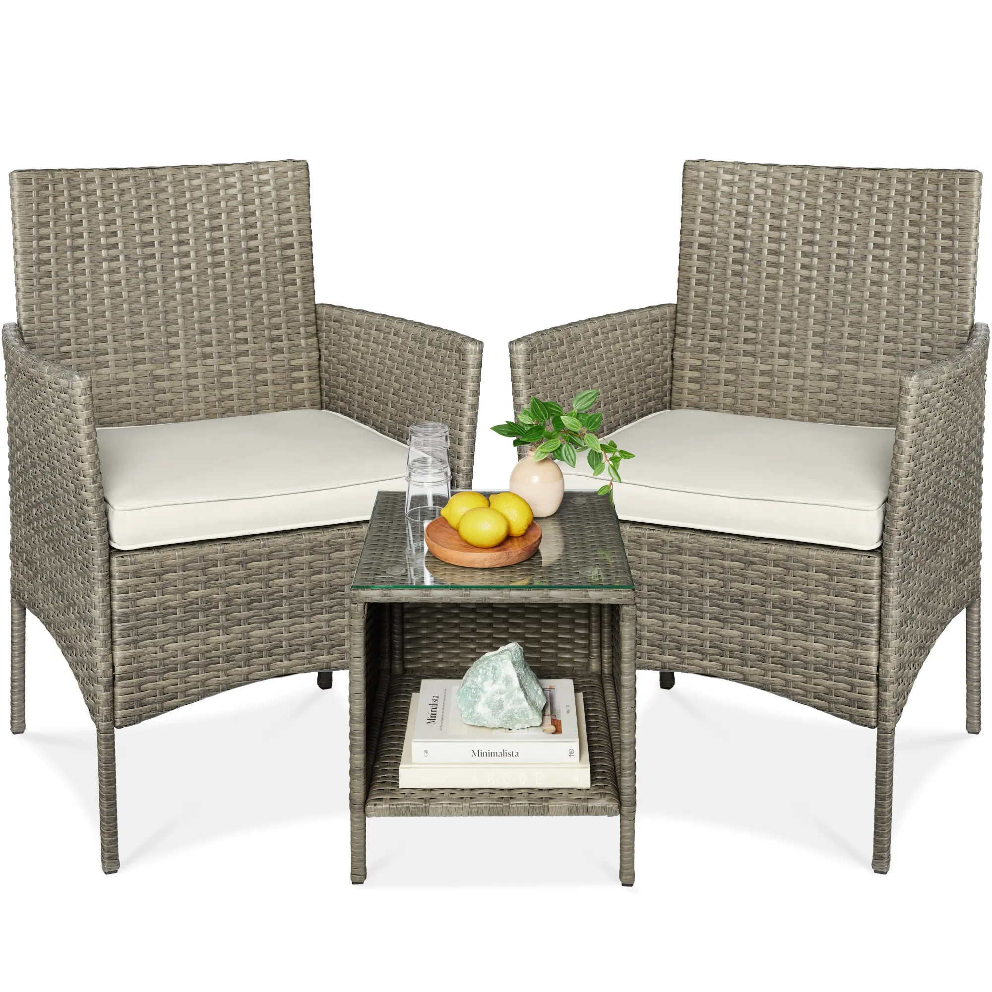 Best Choice Products 3-Piece Outdoor Wicker Conversation Patio Bistro Set, w/ 2 Chairs, Table Best Choice Products 3-Piece Outdoor Wicker Conversation Patio Bistro Set, w/ 2 Chairs, Table