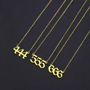 Simple stainless steel geometric 111-999 digital necklace female versatile niche design summer new collarbone chain couple neckalce number necklace